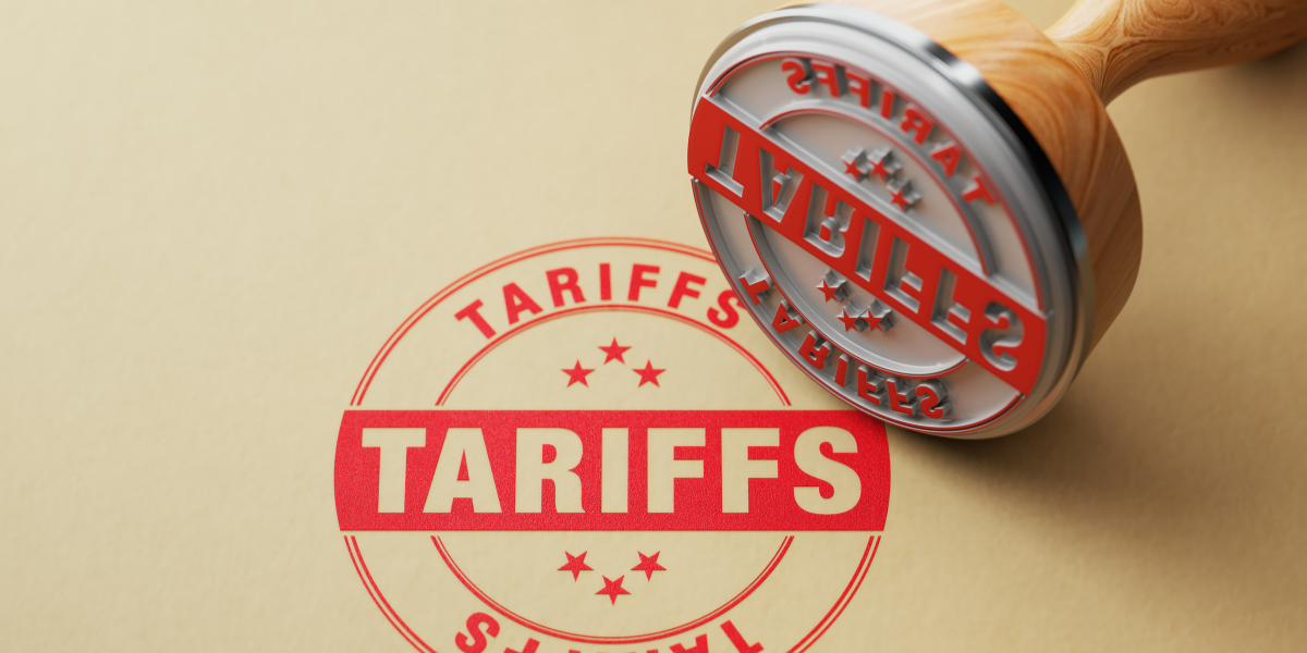 Tariffs stamp graphic symbolizing global trade and procurement risk
