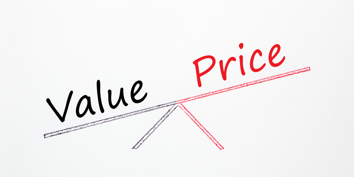 Value versus price balance graphic for brand positioning