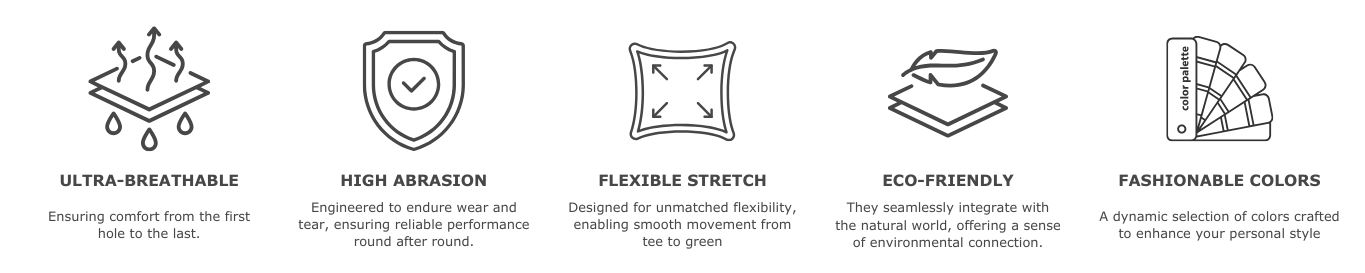 Hwafune golf fabric advantages &ndash; ultra-breathable, high abrasion resistance, flexible stretch, eco-friendly materials, and fashionable colors