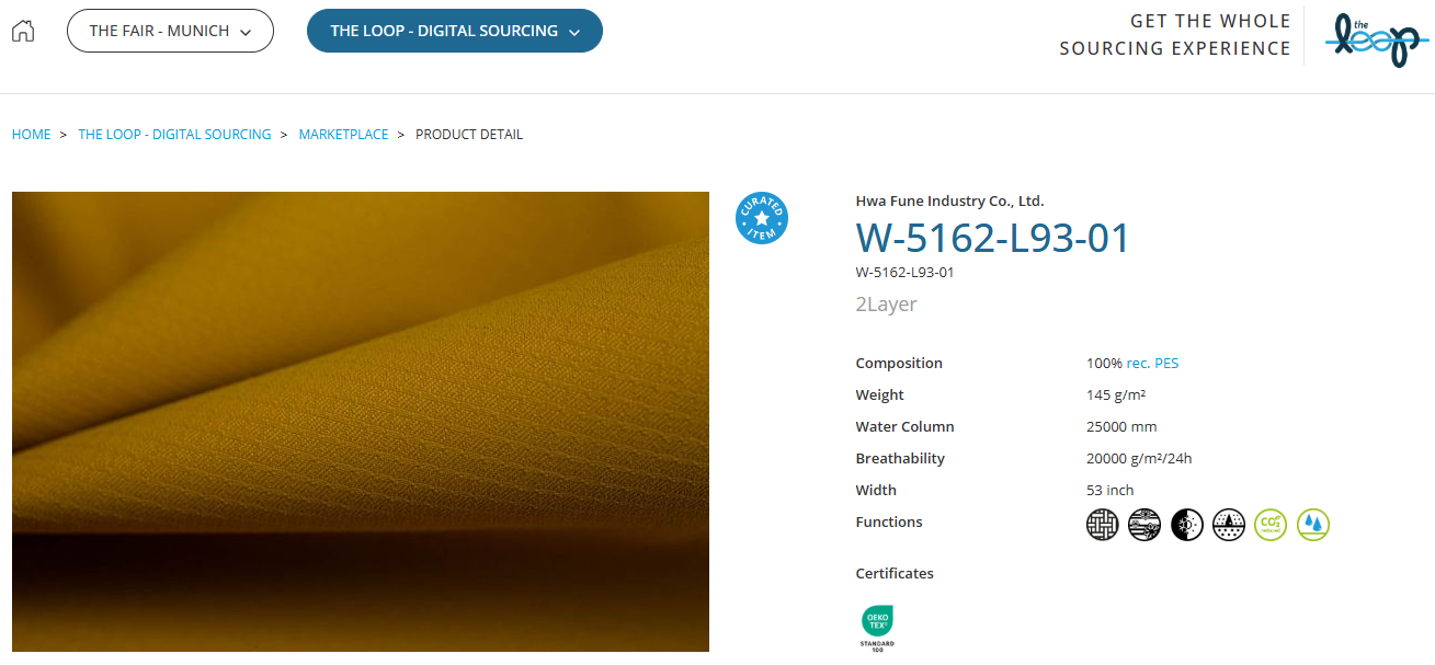 Performance Days selected functional fabric W-5162-L93-01 by Hwafune