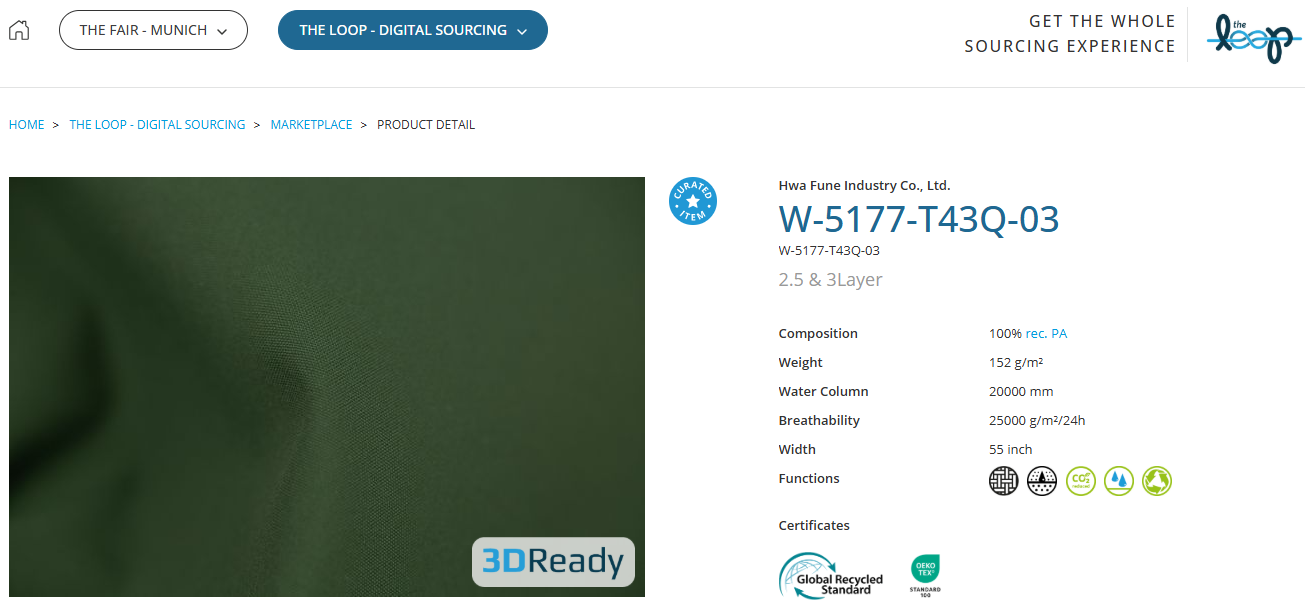 Performance Days selected functional fabric W-5177-T43Q-03 by Hwafune