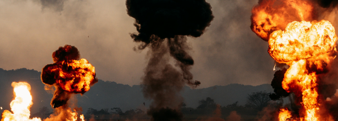 Industrial explosion representing oil price volatility and energy supply disruption